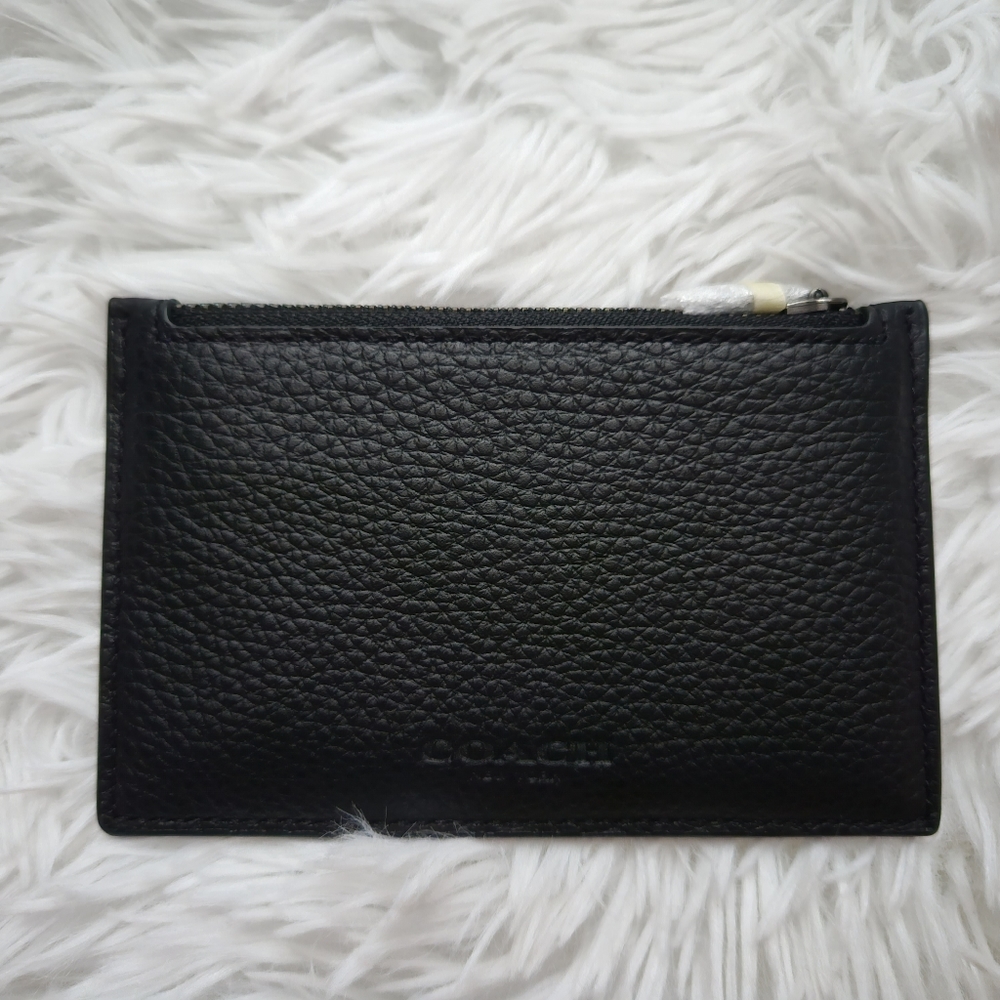 Coach Zip Card Case in Pebble Leather